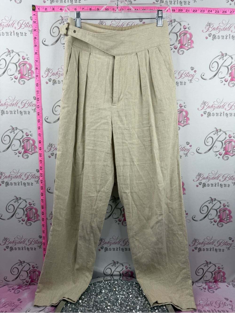 Banana Republic Beige Pleated linen High-Waist Chinos
